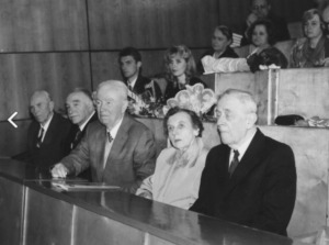 Chemikų jubiliejų paminėjimas KTU Cheminės technologijos fakultete, 1996 m. Iš kairės: prof. E. Pacauskas, prof. R. Baltrušis, prof. B. Stulpinas, prof. V. Zelionkaitė, prof. J. Janickis. (KTU muziejus)