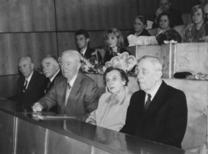 Chemikų jubiliejų paminėjimas KTU Cheminės technologijos fakultete, 1996 m. Iš kairės: prof. E. Pacauskas, prof. R. Baltrušis, prof. B. Stulpinas, prof. V. Zelionkaitė, prof. J. Janickis. (KTU muziejus)